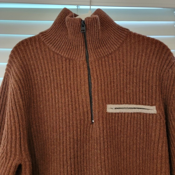 Banana Republic Half-Zip Ribbed Knit Wool Sweater Medium Brown Thick NWOT NEW - Picture 3 of 6
